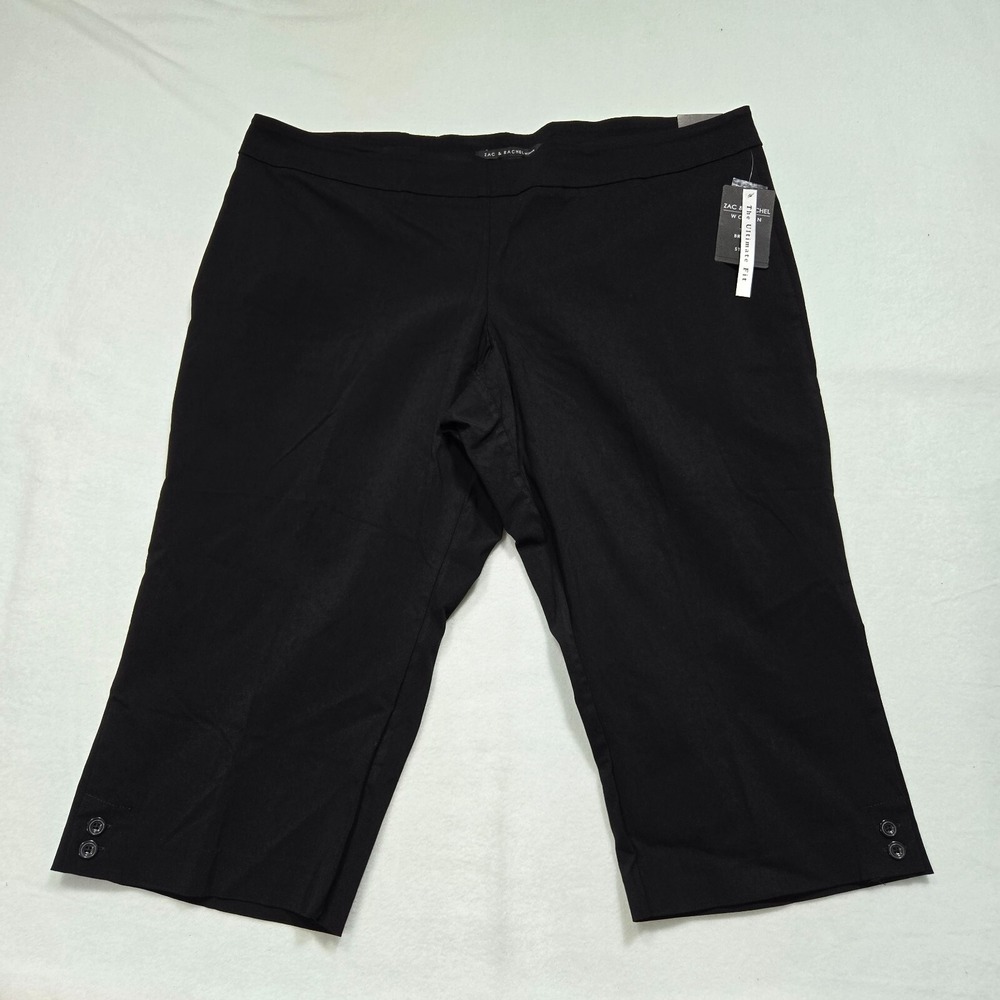 Zac & Rachel Capri Pants Womens 24W Black The Ultimate Fit Cropped Pull On